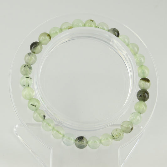 Prehnite W/ Black Epidote Bracelet 6mm