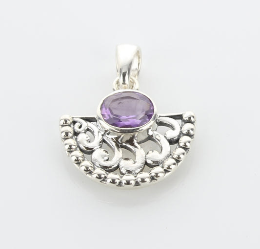 Amethyst Fan-Shaped Pendant