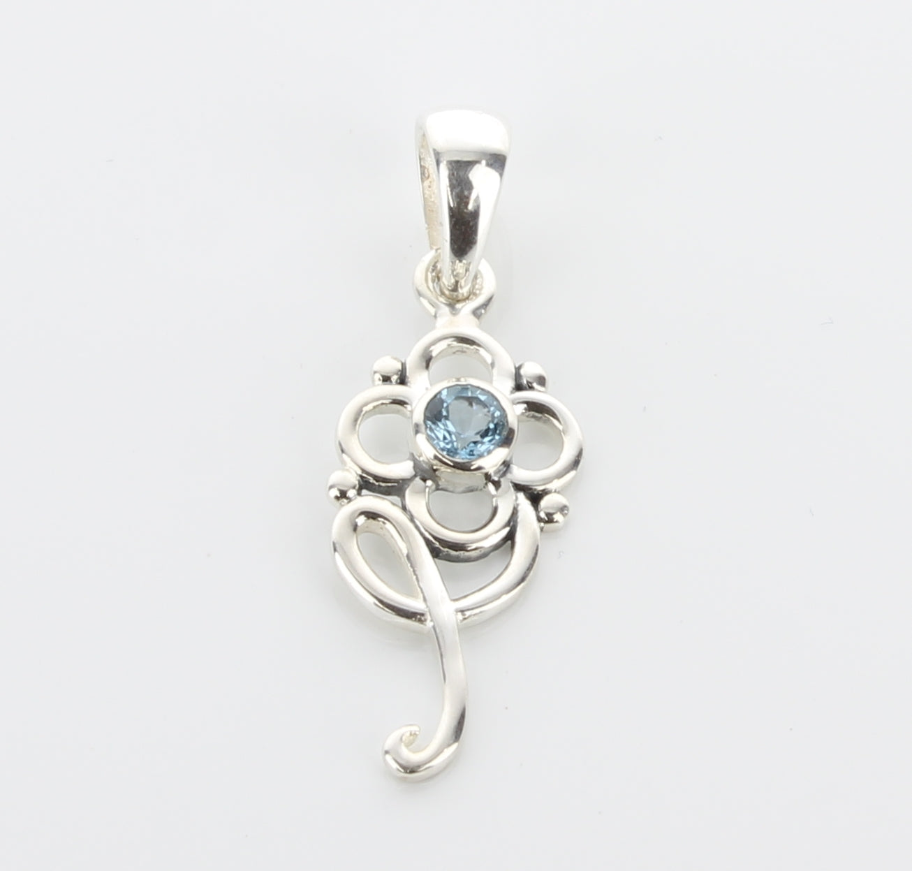 Blue Topaz Flower Pendant