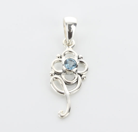 Blue Topaz Flower Pendant