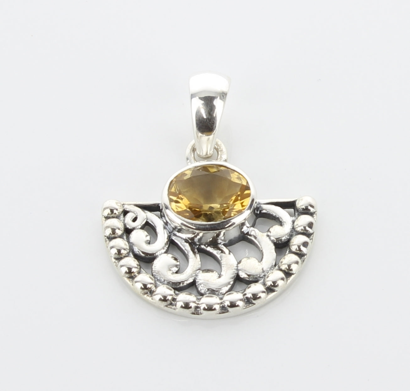 Citrine Fan-Shaped Pendant