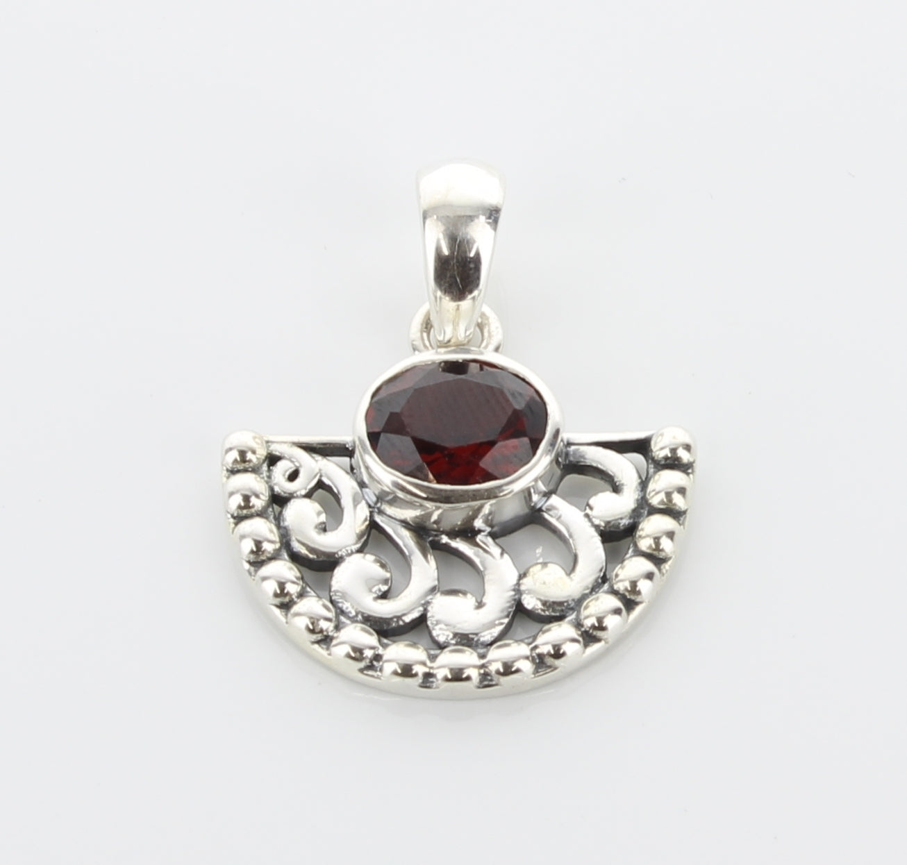 Garnet Fan-Shaped Pendant