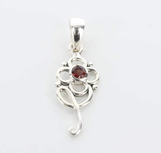 Garnet Flower Pendant