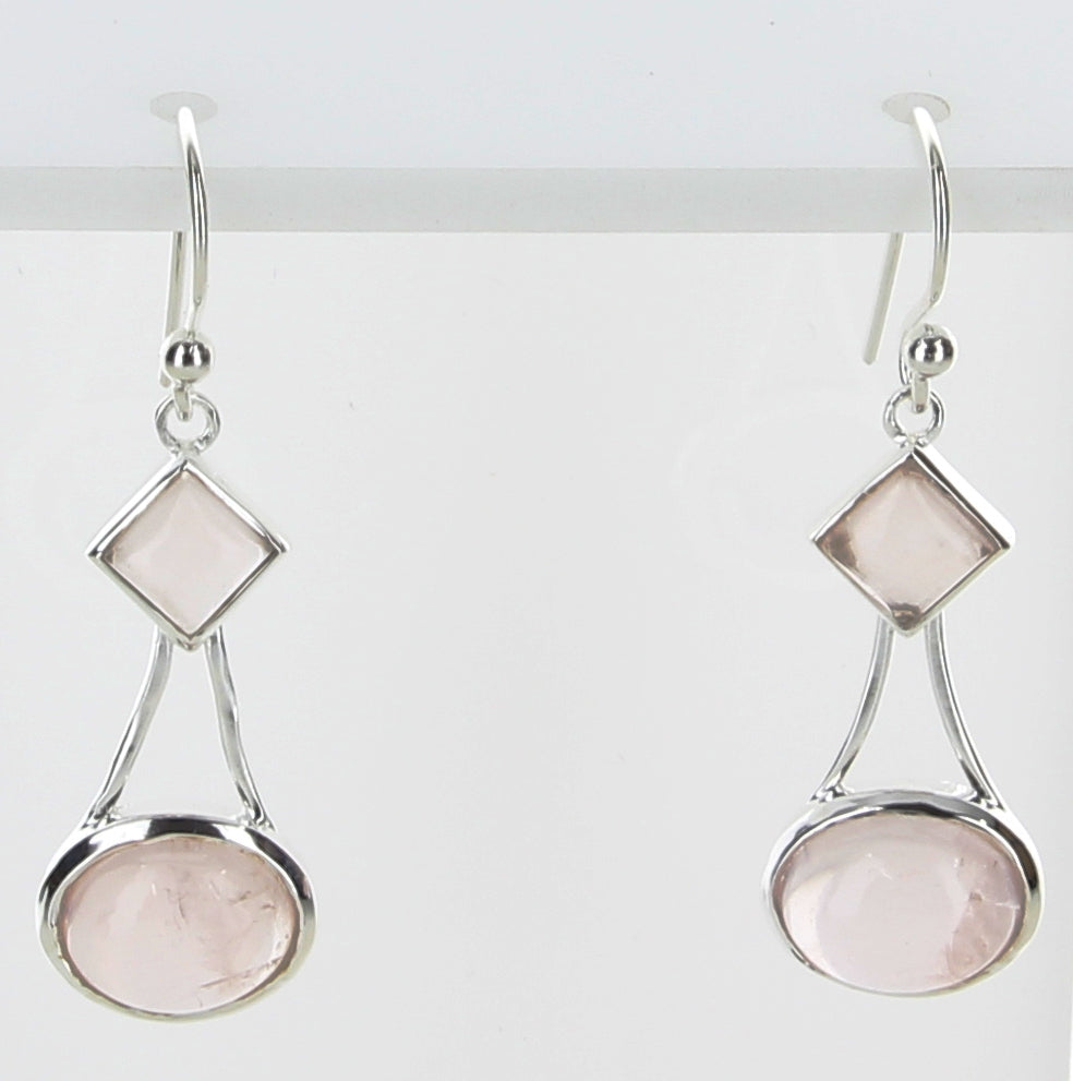 Rose Quartz Oval Earrings