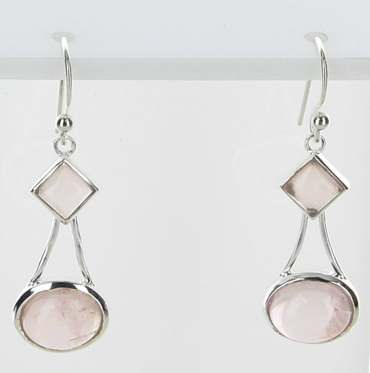 Rose Quartz Oval Earrings